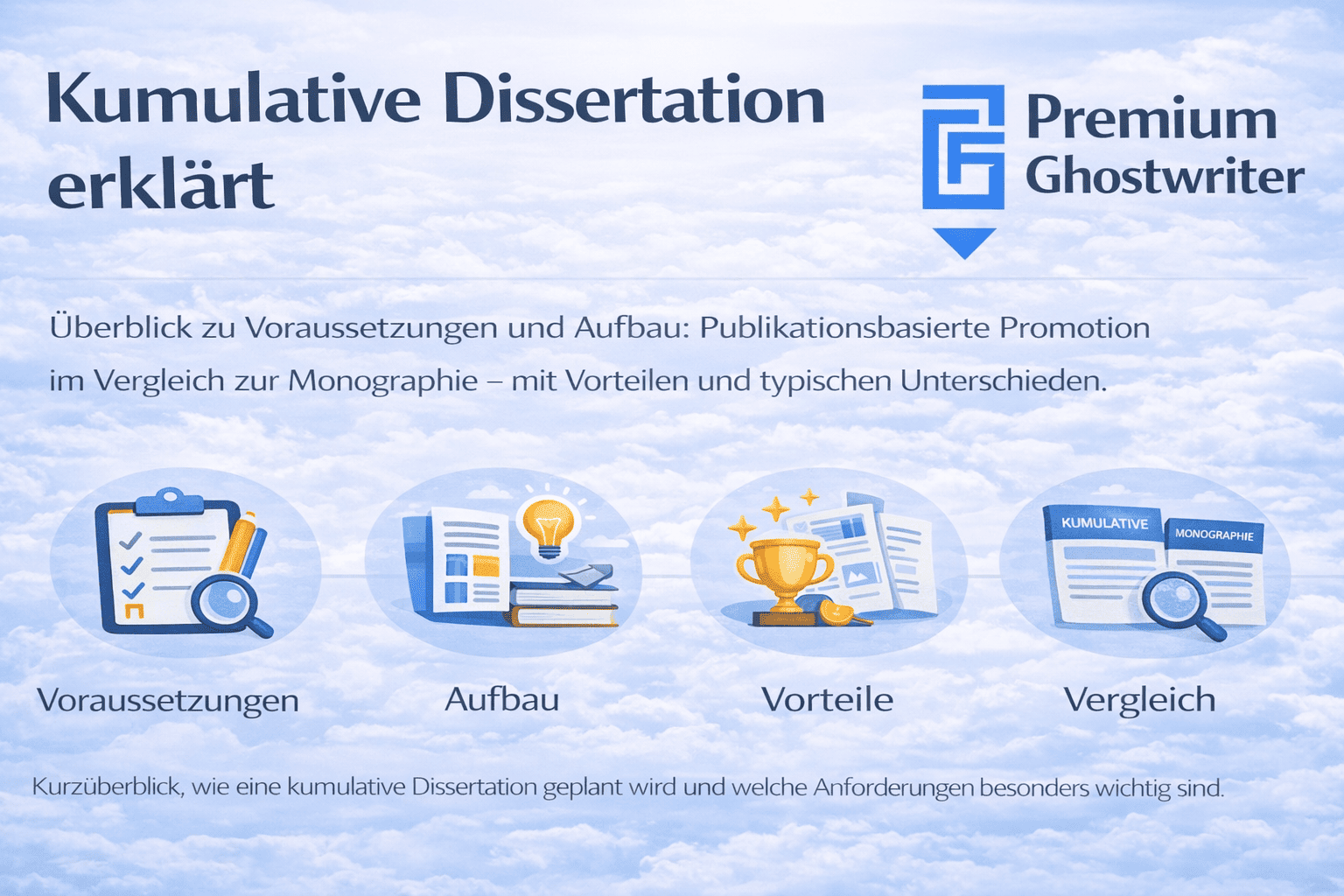 Kumulative Dissertation: Voraussetzungen, Aufbau, Vorteile und Unterschiede zur Monographie im Überblick mit Beispielen und Tabelle
