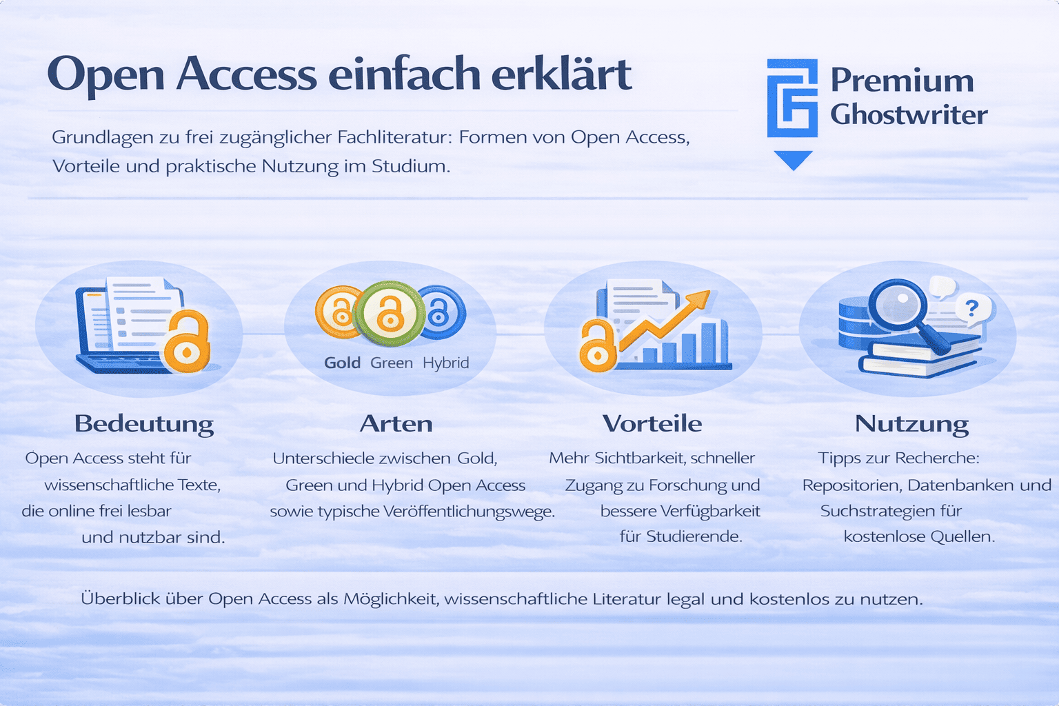 Open Access einfach erklärt: kostenlose wissenschaftliche Literatur, Arten, Vorteile und Nutzung im Studium