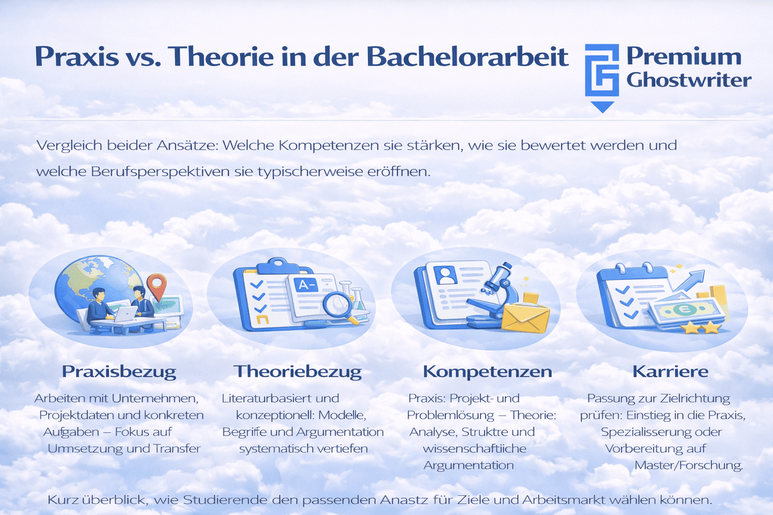 Praxis vs. Theorie in der Bachelorarbeit: Vergleich von Kompetenzen, Bewertung und Berufsperspektiven für die passende Entscheidung